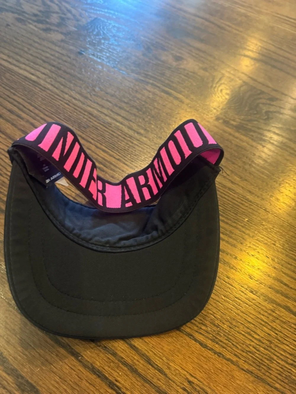 Under Armour Kids Black Visor with Pink Logo and Trim
